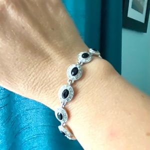 Carolee Black Crystals Silver Tone Bracelet